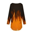 thumbnail image 4 of Sakmal Ladies Tops Orange Long Sleeve Graphic Crew Neck Flame Tunic Womens Shirts, 4 of 5