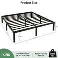 thumbnail image 2 of Awesofurni 18" King Bed Frame, Heavy Duty Platform Bed Frame with Storage Space, Noise Free Steel Slat Support, No Box Spring Needed, Easy Assembly, 2 of 7