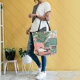 thumbnail image 4 of FORMRS Womens Canvas Tote Bag with Zipper Inner Pocket Shoulder Handbag, Pink and White Cat, 4 of 7