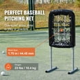 thumbnail image 2 of KFFKFF 9-Opening Baseball Mesh, 21"x29" Softball and Baseball Coaching Gear for Batting and Throwing Drills, Robust Height Modifiable Training Support with Strike Zone & 4 Earth Anchors, 2 of 9