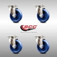 thumbnail image 2 of 4 Inch 316SS Solid Polyurethane Wheel Swivel Top Plate Caster Set Service Caster, 2 of 2