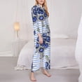 thumbnail image 3 of Gukieu Turtle with Blue Stones Print Women's Long Sleeve Pajama Set, Button Top Elastic Pocket Pajama Pants Two Piece Set Home Wear-X-Large, 3 of 7