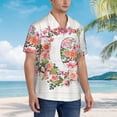 thumbnail image 5 of Letter C Flower Graphic Hawaiian Shirts For Men, Summer Short-Sleeve Relaxed-Fit Button-Down Shirts 3x-Large, 5 of 9