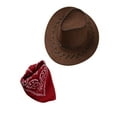 thumbnail image 3 of AiFlin Kids Boys Girls Cowboy Hat with Bandanna Set Birthday Masquerade Halloween Party Cosplay, 3 of 15