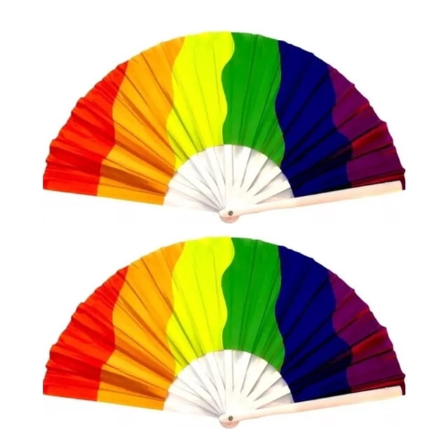 Pack 2 Abanico Grande Pericón Truena Al Abrir Muchos Colores Arcoiris Onda