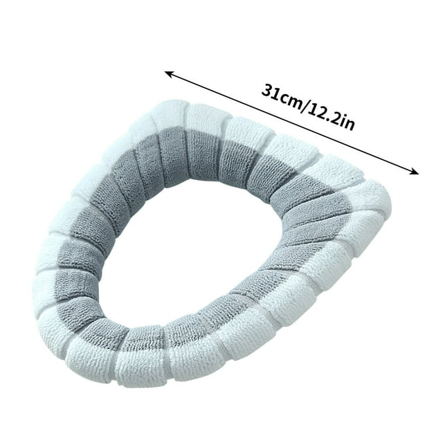 Cubierta Del Asiento Del Inodoro,Cojín Del Inodoro de Punto de Contraste de Color Cubierta Del Asiento Del Inodoro Cálido de Invierno,Alfombra de Inodoro Doméstica Lavable Suave para Inodoros Estándar