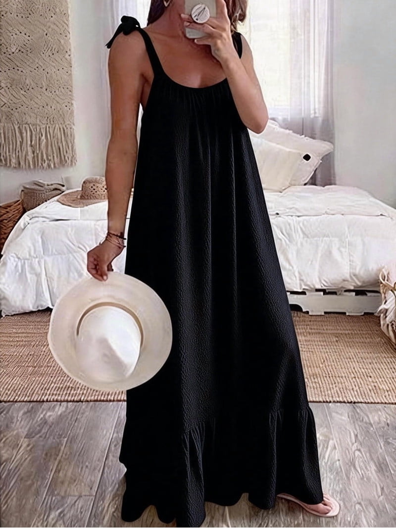 black linen ruffle dress Black Linen Button Front Ruffle Hem Dress