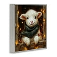 thumbnail image 3 of Stupell Industries Festive Lamb with Holiday Lights Animals Painting Gray Framed Art Print Wall Art, 24 x 24, 3 of 8