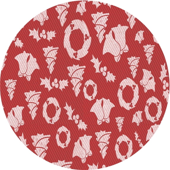Ahgly Company Machine Washable Indoor Round Transitional Light Coral Pink Area Rugs, 8' Round