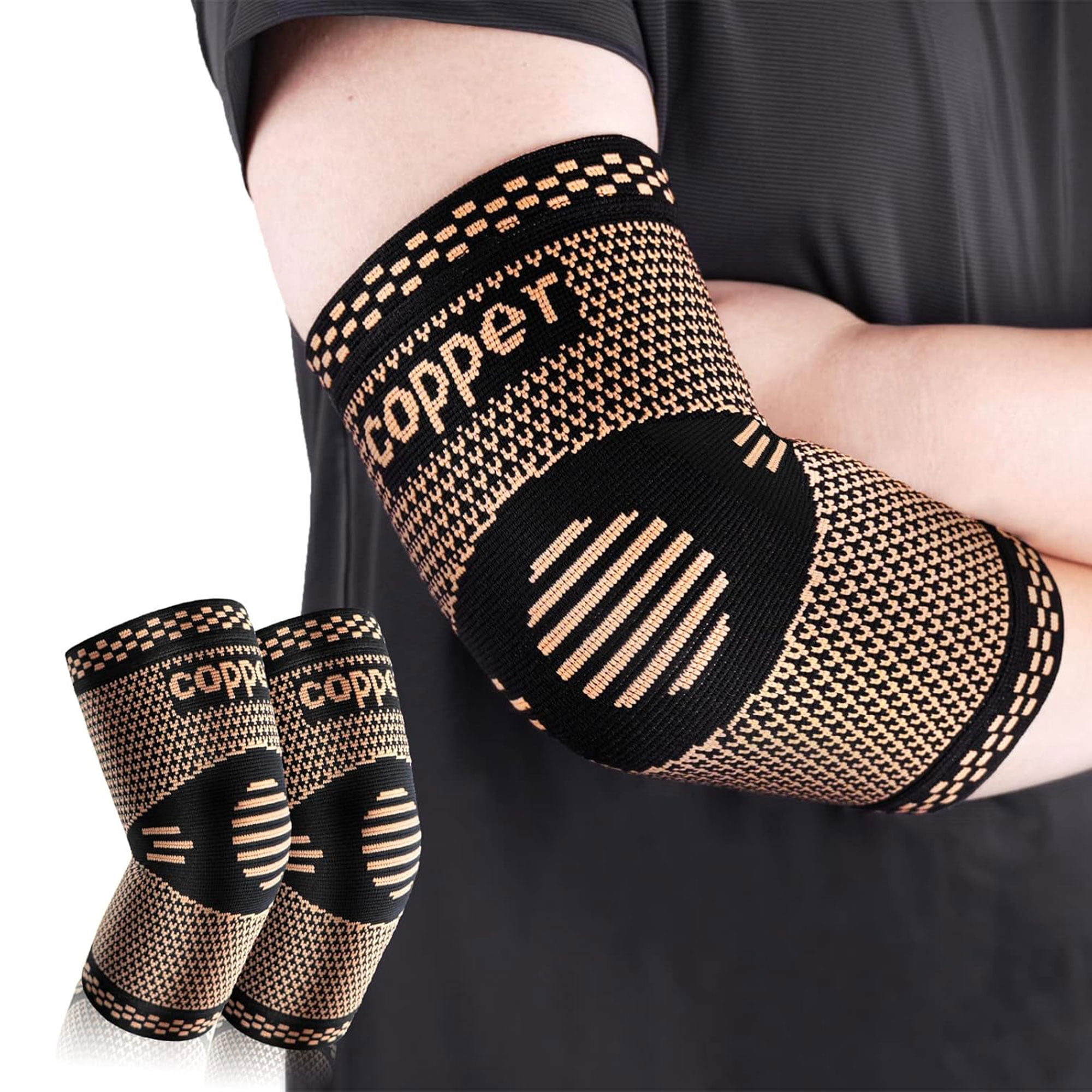 Vlela Copper Tennis Elbow Braces Tendonitis Elbow Sleeves Elbow Supports Elbow Compression Sleeves 1 Pair-XL