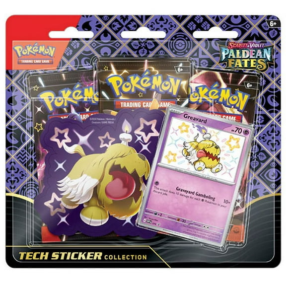 Pokemon Scarlet & Violet Paldean Fates - SHINY GREAVARD TECH STICKER COLLECTION [3 Packs & More]