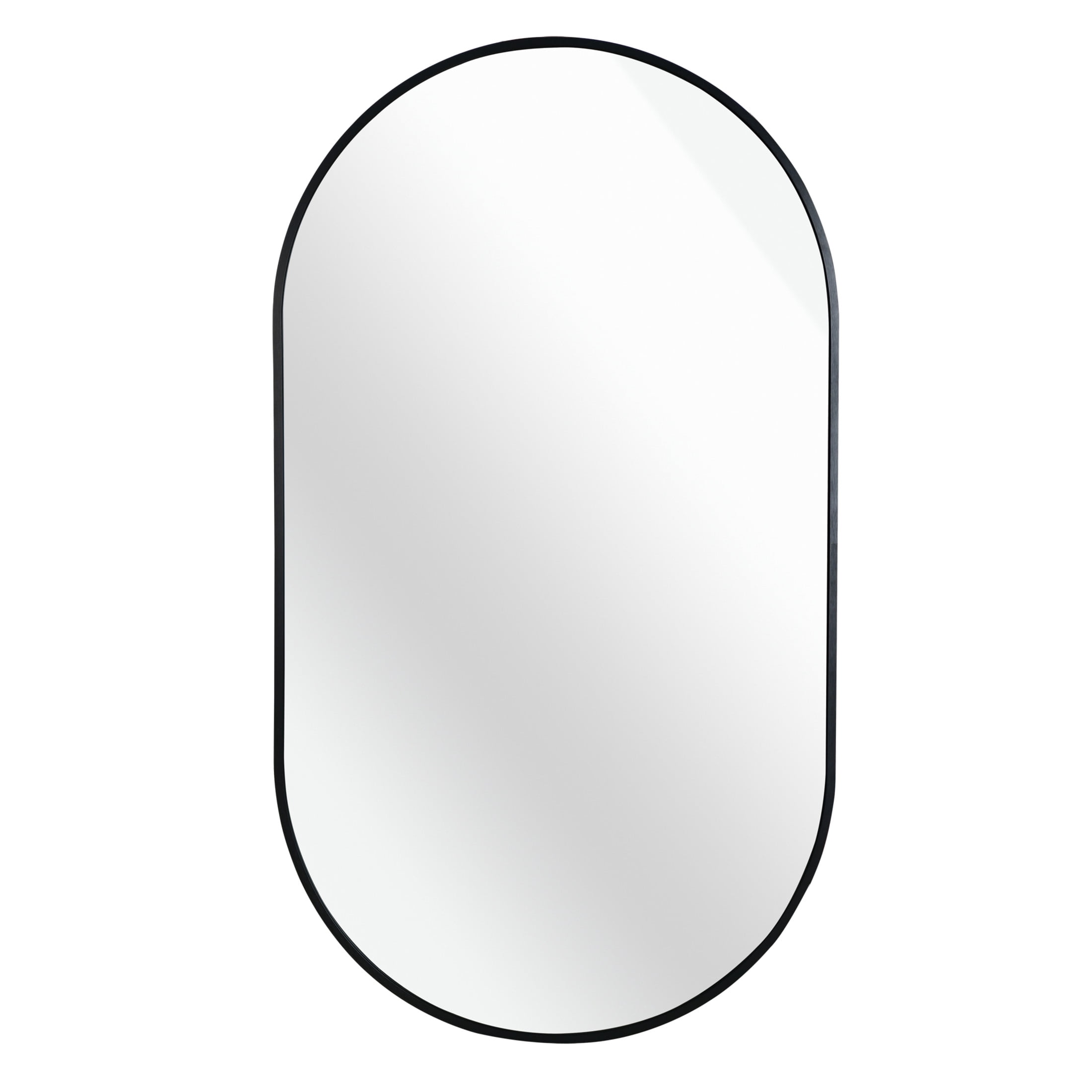 Noble House 20"x 33" Oval Metal Wall Mirror, Vanity Mirror for Bathroom, Bedroom & Living Room, Black