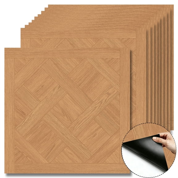 10Pcs Light Oak Crisscross Parquet Peel and Stick Floor Tiles,12x12 In 10 Sq.Ft,Self-Adhesive Waterproof Vinyl Flooring,Stain Resistant for Entryway,Living Room ,Kitchen,Bedroom