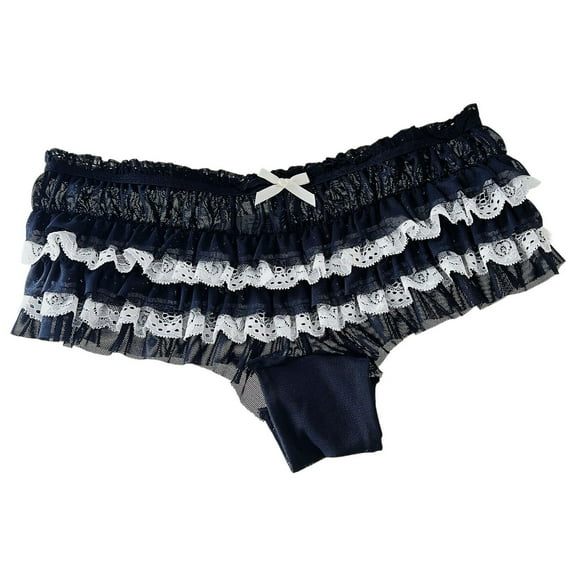 Alun Women's Lace Panties Ruffle Layering Cake Panties Comfortable Breathable Soft Low Rise Cute Bikini Underwear for Ladies Stylish Daily Wear White One Size