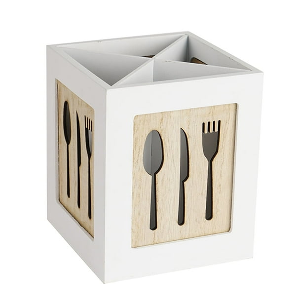 Caja de cubiertos de cocina, soporte de madera para utensilios, tenedores, cucharas, caja de almacenamiento, caja organizadora de utensilios