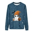 thumbnail image 4 of DOSUKRAI Halloween Graphic Sweatshirts for Women 2025 Trendy Cute Ghost Print Long Sleeve Sweatshirt Crewneck Spooky Season Sweaters Navy,XL, 4 of 9