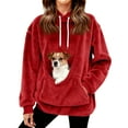 thumbnail image 4 of Women Pet Carrier Hoodie Cat Dog Pouch Holder Sweatshirt Shirt Top Larger Pocket Fleece Warm Long Sleeve Hooded Pullover Red M, 4 of 6