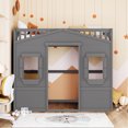 thumbnail image 2 of Gray Twin Size Loft Bed With , Solid Wood Build For A Dreamy Bedroom In Gray, Structure Cozy Environment, 2 of 7