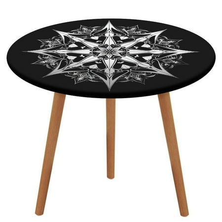 

ZHANGS Sacred Decagram Design 1381 Round Table Cover Stain-Resistant Fitted Tablecloth Oil-Proof Wipeable Elastic Table Cover Waterproof Table Cloth for Halloween Thanksgiving Christmas