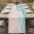 thumbnail image 4 of Teal Blue Waves Coastal Table Runner 72 Inches, Summer Beach Ocean Seaside Bed Runner Dresser Scarves Tabletop for Indoor Outdoor Parties/Ceremony/Banquet, 18" x 72", 4 of 9