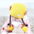 thumbnail image 3 of Gorros para bebés recién nacidos, gorros pequeños bonitos, gorro para niñas, gorro de lana tejido cálido para otoño e invierno, para bebés de 6 a 18 meses (amarillo), 3 of 5