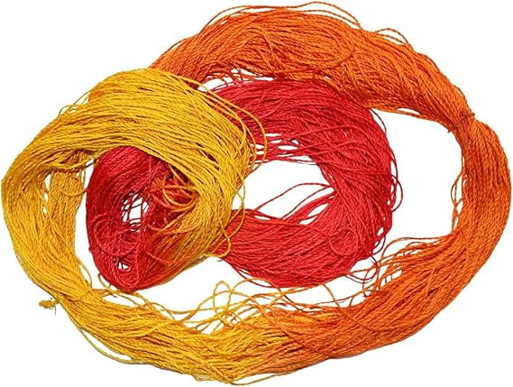 Knitsilk 3 Ply 100% Mulberry Silk Lace Weight Yarn | Perfect for Knitting & Crocheting and Weaving | Fine Quality Silk Yarn for Luxurious Creating Projects.(50Gm–260Yards, Red&Yellow) (Pack of 2)
