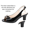 thumbnail image 4 of CHICVOMEY Peep toe Bow Kitten Heels for Women Platform Stiletto Sandals with Adjustable Ankle Strap with Patent Leather for Wedding Party or Formal Occasion, 4 of 8