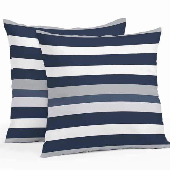 Dark Blue Outdoor Pillow Covers Pack of 2 and Grey Striped Abstract Minimalist Stripes Waterproof Throw Pillow Covers Decorative Cushion Cases for Patio Garden Tent Balcony Couch 24x24 inch
