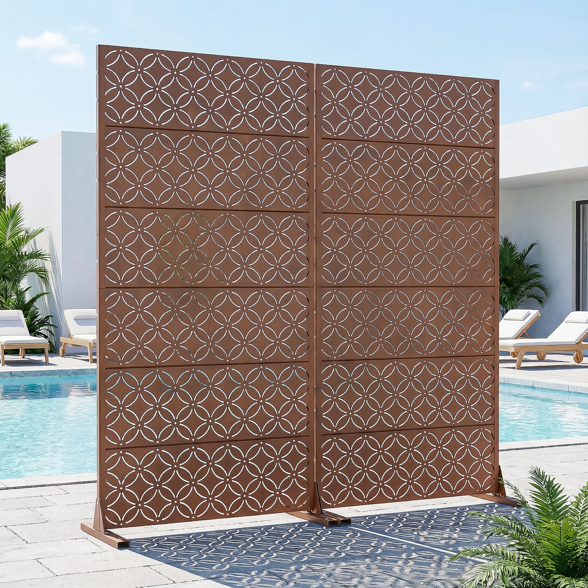 MAYEERTY 72*35in Outdoor Privacy Screen, All Season Metal Privacy Panel, Privacy Divider for Patio, Balcony, Backyard, Garden