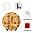 thumbnail image 4 of Zufioo Autumn Gnomes Print Bone China Decorative Plate, Ceramic Dinner Plate with Stand Ceramic Decoration Homewares-8in, 4 of 6