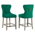 thumbnail image 2 of WestinTrends Wordford 24" Tufted Velvet Counter Stool (Set of 2), Antique Gray/ Dark Green, 2 of 11