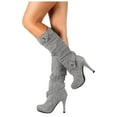 thumbnail image 6 of UngA Mid Calf Womens Boots Slip-on Flat Chelsea Boots Women Ladies Fall Slip On Wide Boots Women Grey,Size 7, 6 of 7