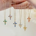 thumbnail image 5 of Crown Cross Necklace for Women, 18K Yellow Gold Plated Crown Cross Pendant Necklace Zirconia Cross Necklaces Faith Cross Jewelry First Communion Gifts, 5 of 6