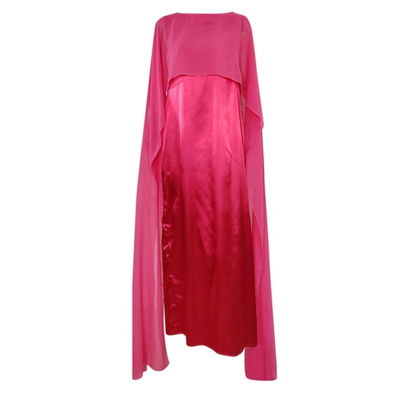 Elegant Women's Flowy Chiffon Swing Dress with Round Neck Loose Fit Mid-Length Robe