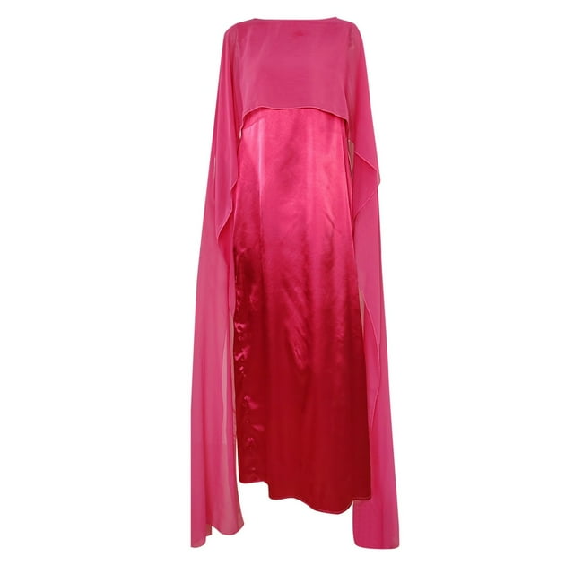 asddcavvf Dresses for Women Women Muslim Round Neck Loose Swing Middle Robe Chiffon Dress
