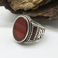 thumbnail image 2 of Handmade Men's Natural Red Carnelian Gemstone Ring in 925 Sterling Silver, Oval Flat Stone Enamel work KOHI Ring KCR013, 2 of 7