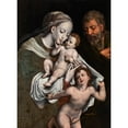 thumbnail image 2 of Cornelis van Cleve 14x18 Gold Ornate Wood Frame and Double Matted Museum Art Print Titled - The Holy Family with the Infant St John, 2 of 4