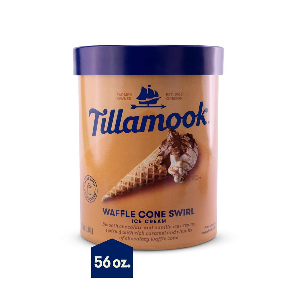 Tillamook Waffle Cone Swirl Ice Cream, 56 oz, 1.75 qt