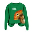 thumbnail image 2 of FAOWME Women's Thanksgiving T Shirt Long Sleeve Round Neck Turkey Printed Comfortable Breathable Sweatshirt For Daily Wear Green L, 2 of 5