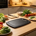 thumbnail image 4 of SomWiBe Large Wheat Straw Cutting Board, Black Double-Sided Kitchen Prep Board for Family Cooking, 15.7 x 9.8 In, 4 of 7