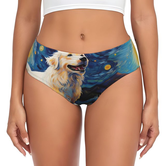 Fotbe Vintage Starry Sky Labrador A Calzones Estampados para Mujer – Ropa Interior de Algodón, Cómoda, Suave y Elástica-3X-Large