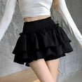 thumbnail image 4 of Women's Sweet Ballet Style White Cake High Waist Elastic Short Skirt - Wooden Ear Edge, Two Piece, , Casual - S-XL, 4 of 6