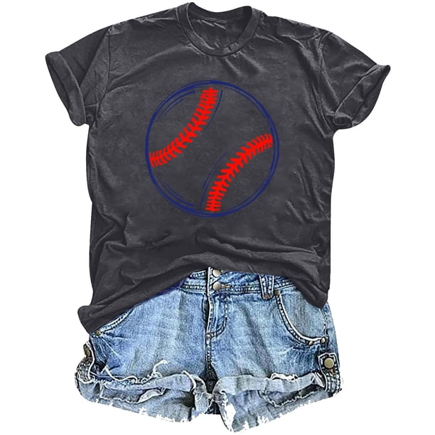 Mujeres Impreso Casual Top, Manga Corta Crew Cuello Blusa para la Primavera Y el Verano Desgaste, Ligero Imitación Algodón Moda Tee