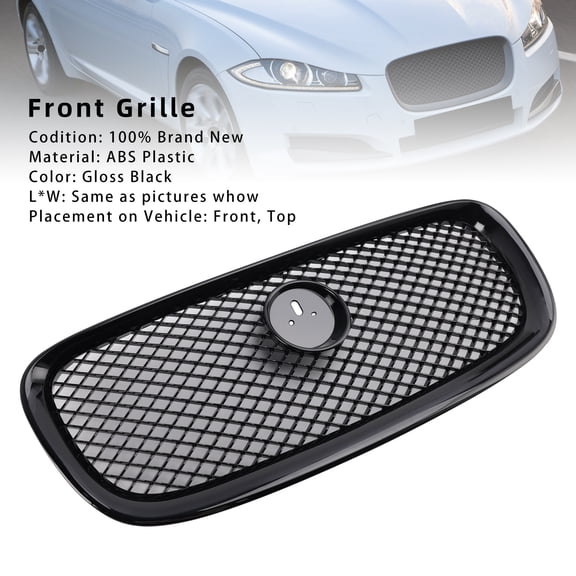 XF-R Style Front Bumper Grill Grille Fit for Jaguar XF 2012-2015 Gloss Black
