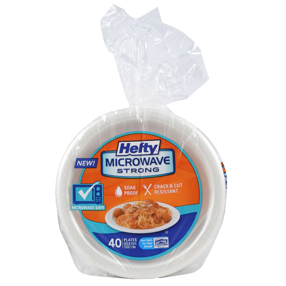 Hefty 9" Microwave Safe Foam Plate, 40 Count