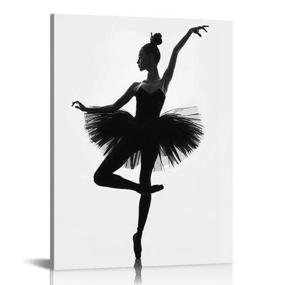 Acheng   Black and White Ballet Girl Set of  Posters Canvas Painting Yoga Room Ballet Dancers Wall Art Canvas Print Girls Room Women Bedroom Decor 12x16 in