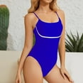 thumbnail image 2 of UTSJKR Women One Piece Tummy Control Bathing Suit High Cut Swimsuit Bottom Color Block Square Neck Push Up Swimwear Blue M, 2 of 4