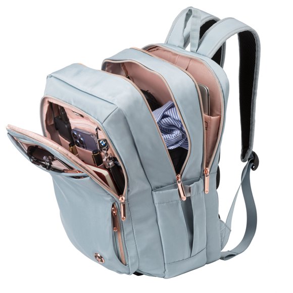 Swissdigital Design SSD Finder Smart Backpack - KATY ROSE Model Rucksack with Integrated Charging Port - Teal Blue