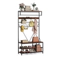 thumbnail image 4 of 5 in 1 Hall Tree with Bench and Shoe Storage, 39" Entryway Coat Rack with Shoe Bench, Adjustable Shelf, Hanging Rod & 9 Hooks, Coat and Shoe Rack for Hallway Mudroom Bedroom, 4 of 16