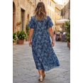 thumbnail image 3 of Roaman's Women's Plus Size Hand Crinkled Flutter-Sleeve Maxi Dress, 3 of 5